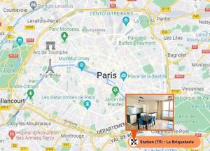 une carte de la ville de paris avec un bureau dans l'établissement Aux portes de Paris, parking sur place, à Ivry-sur-Seine