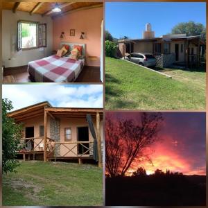un collage de cuatro fotos de una casa en Cabañas Monika - Alta en Huerta Grande