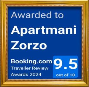 Certifikát, ocenenie alebo iný dokument vystavený v ubytovaní Apartmani Zorzo