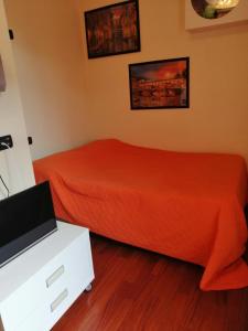 1 dormitorio con 1 cama de color naranja y vestidor blanco en La Palma, en Viareggio