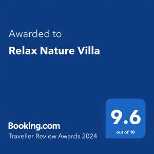 a screenshot of a cell phone with the text awarded to relax nature villa at Relax Nature Villa in Sigiriya