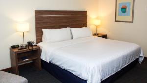 a hotel room with a large bed and two lamps at Holiday Inn Express Culiacan by IHG in Culiacán