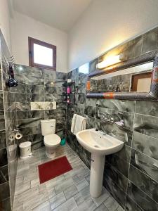 een badkamer met een wastafel en een toilet bij Riad Tamdakhte in Aït Ben Haddou