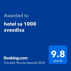 Certificat, premi, rètol o un altre document de Rtanj,Vrmdza,,Hotel sa hiljadu zvezdica"