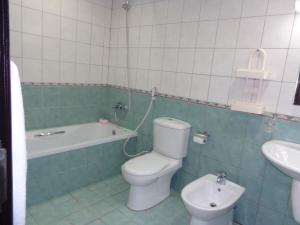 W łazience znajduje się toaleta, wanna i umywalka. w obiekcie Royal Castle w Rahimjar Khan
