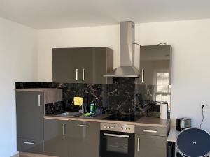 a kitchen with a sink and a stove top oven at Valley of Business Frankfurt-West - Apartment Nº2 - Two-Bedroom in Hofheim am Taunus