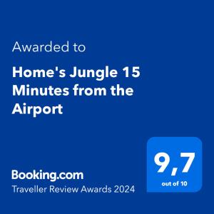 um telefone azul com o texto traduzido para casas selva minutos do aeroporto em Home's Jungle Puerto Morelos Cancun 20 Minutes from the Airport em Cancún