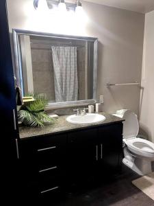 Um banheiro em Comfortable Apartment in Dallas