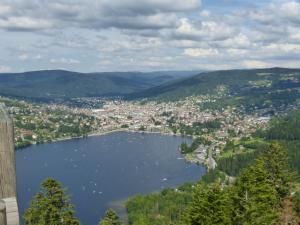 a view of a city and a lake at Gîte Xonrupt-Longemer, 3 pièces, 4 personnes - FR-1-589-218 in Xonrupt-Longemer