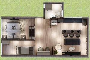 a floor plan of a small house at Apartamentos WANCA SUITES para 4, 5 y 6 huéspedes cochera muy cerca al Centro in Huancayo