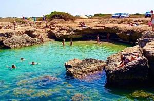 un gruppo di persone che nuotano in un corpo d'acqua di Dimora luxury Santa Lucia Apartaments a Galatone Altre 27 foto