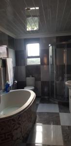 a bathroom with a tub and a shower and a toilet at Molata Rabs in Polokwane