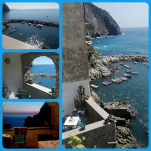 a collage of four pictures of the amalfi coast at L'Incanto Divino 011024-LT-0023 in Riomaggiore