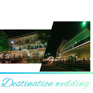 a view of a restaurant at night with lights at CHARULATA RESIDENCY in Bolpur