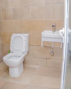 a bathroom with a toilet and a sink at MORADA HOTELS LTD in Lagos