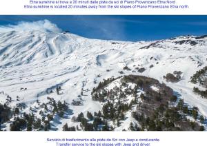 Una montaña cubierta de nieve con árboles. en Etna Sunshine Rent Rooms, en Puntalazzo