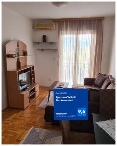 Svijetin BrijegApartman Velimir Stari Aerodrom的带沙发和电视的客厅
