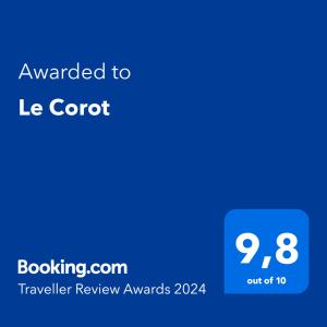Certifikat, nagrada, logo ili neki drugi dokument izložen u objektu Le Corot