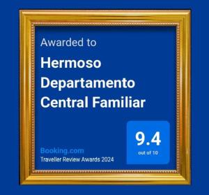 Una imagen de un marco con la palabra dirigida al departamento de Hemnesovo es central en Hermoso Departamento Central Familiar Tu Refugio con Impresionantes Vistas a la Ciudad, Montañas y Nevados en Riobamba