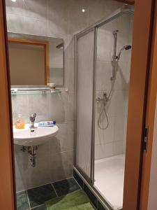 bagno con doccia e lavandino di Thüringer Zimmer a Suhl