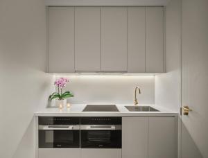 A cozinha ou cozinha compacta de The Singapore EDITION