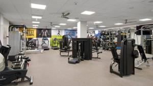 a gym with a lot of treadmills and machines at Westerly 2 bedroom apartment Marina Del Rey near Venice beach! in Los Angeles