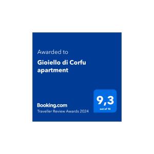 Gioiello di Corfu apartment tanúsítványa, márkajelzése vagy díja