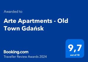 um sinal azul que lê Air Apartamentos Old Town Galebisk em Arte Apartments - Old Town Gdańsk em Gdansk