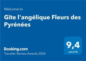 Certifikát, ocenenie alebo iný dokument vystavený v ubytovaní Gîte l'angélique Fleurs des Pyrénées