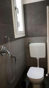een badkamer met een toilet en een douche bij Attico Biennale Venezia Nuovissimo in Venetië