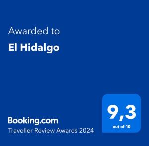 El Hidalgo في ألماغرو: لقطة شاشة لهاتف الخليوي مع النص الممنوح للهيبيسكو