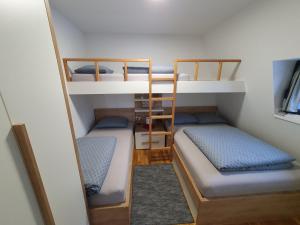a small room with three bunk beds in it at Apartment Dalia with a great view in Bjelašnica