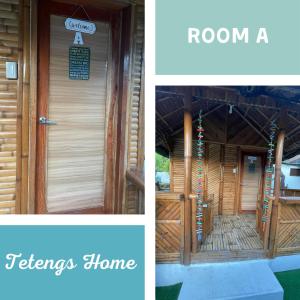 a wooden house with a door and a sign on it at Teteng's Home in San Vicente