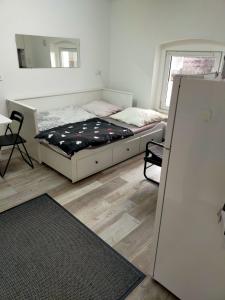 1 dormitorio con cama y espejo en Smart Appart, en Colonia