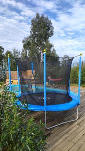 an empty trampoline in a yard with at Casa Charlotte in San José