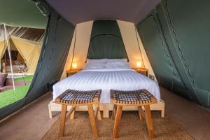 清邁的住宿－CAMP CAYLA - STELLAR，帐篷内一间卧室,配有一张床