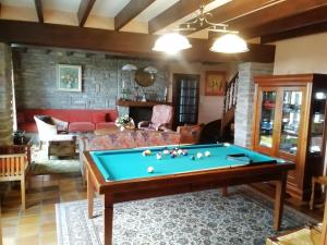 a living room with a pool table at logoden in Paimpont