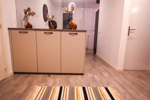 ein Zimmer mit einer Theke mit einigen tierischen Gegenständen darauf in der Unterkunft Skyview Luxury appartement à Montevrain in Montévrain