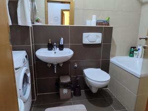 a bathroom with a toilet and a sink at Apartman Cherine in Mostar