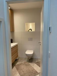 uma casa de banho com um WC e um lavatório em Domizil K6 Kirchblick em Merdingen