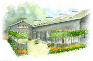 a drawing of a house with a garden at Pleasure Row in Alton +2 photos