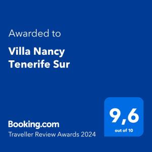 une capture d’écran du site web nancy terrier rapide de la villa dans l'établissement Villa Nancy Tenerife Sur, à Granadilla de Abona