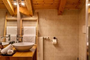 y baño con lavabo y ducha. en Mountain Residence Kasern Nr 3, en Predoi