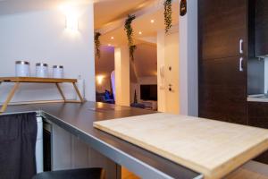 een keuken met een aanrecht in een kamer bij LA MANSARDA Modern House in Verona