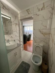 La salle de bains est pourvue de toilettes et d'un lavabo. dans l'établissement Gouveia Family Escape, à Machico
