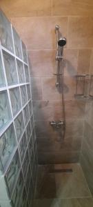 ダルヤンにあるBeyaz Villasのバスルーム(ガラス張りのシャワー付)