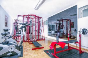 - une salle de sport avec plusieurs appareils d'exercice dans l'établissement Landhaus Altweck, à Wegscheid