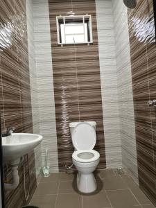 a bathroom with a toilet and a sink at Homestay Singgah Tamu Al Amin in Bukit Payong