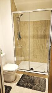 a bathroom with a shower and a toilet at Impeccable 2-Bed House in Basildon in Basildon