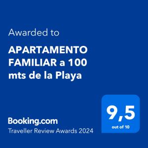 APARTAMENTO FAMILIAR a 100 mts de la Playa Reformado 2025 con WIFI tanúsítványa, márkajelzése vagy díja